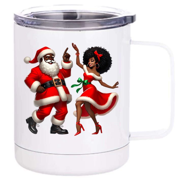 African Santa Mrs Claus Dancing African American Christmas 12 oz Stainless Steel Tumbler Cup