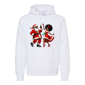 African Santa Mrs Claus Dancing African American Christmas Premium Hoodie