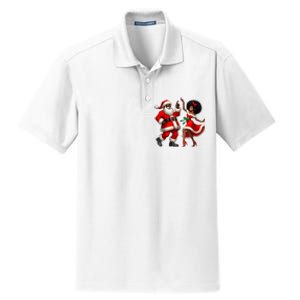 African Santa Mrs Claus Dancing African American Christmas Dry Zone Grid Polo