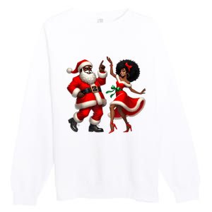 African Santa Mrs Claus Dancing African American Christmas Premium Crewneck Sweatshirt