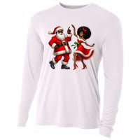 African Santa Mrs Claus Dancing African American Christmas Cooling Performance Long Sleeve Crew