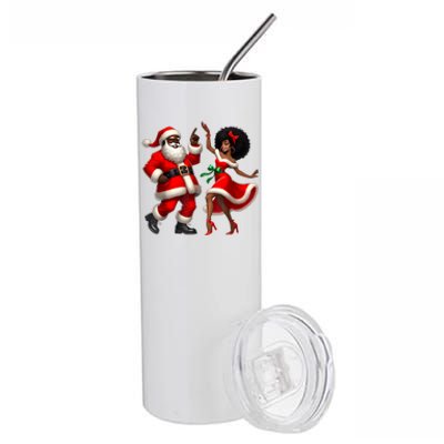 African Santa Mrs Claus Dancing African American Christmas Stainless Steel Tumbler