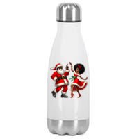 African Santa Mrs Claus Dancing African American Christmas Stainless Steel Insulated Water Bottle