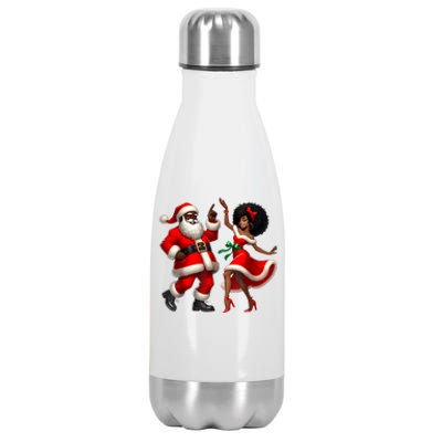 African Santa Mrs Claus Dancing African American Christmas Stainless Steel Insulated Water Bottle