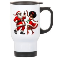 African Santa Mrs Claus Dancing African American Christmas Stainless Steel Travel Mug