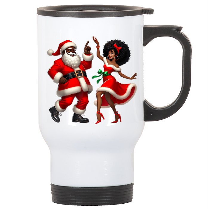 African Santa Mrs Claus Dancing African American Christmas Stainless Steel Travel Mug