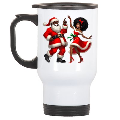 African Santa Mrs Claus Dancing African American Christmas Stainless Steel Travel Mug