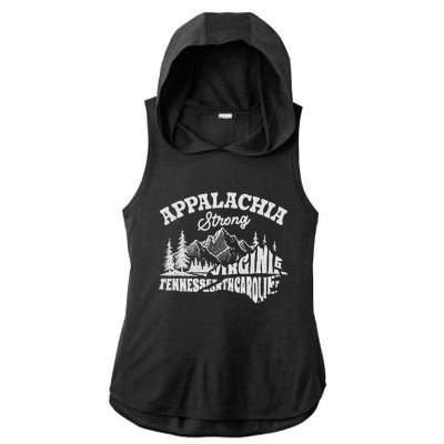 Appalachia Strong Mountain Outdoors Hiking Nc Design Ladies PosiCharge Tri-Blend Wicking Draft Hoodie Tank