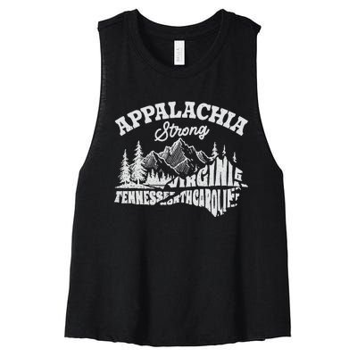 Appalachia Strong Mountain Outdoors Hiking Nc Design Women's Racerback Cropped Tank