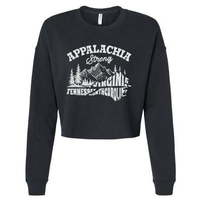 Appalachia Strong Mountain Outdoors Hiking Nc Design Cropped Pullover Crew