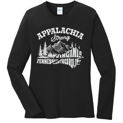 Appalachia Strong Mountain Outdoors Hiking Nc Design Ladies Long Sleeve Shirt