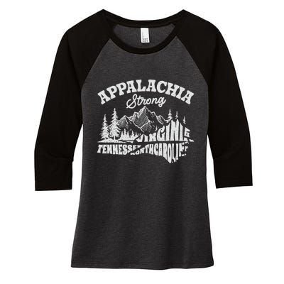 Appalachia Strong Mountain Outdoors Hiking Nc Design Women's Tri-Blend 3/4-Sleeve Raglan Shirt