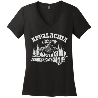 Appalachia Strong Mountain Outdoors Hiking Nc Design Women's V-Neck T-Shirt