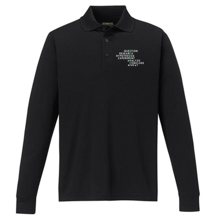 Acrostic Scientific Method Research Experiment Science Performance Long Sleeve Polo