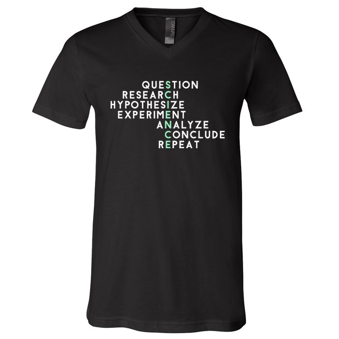 Acrostic Scientific Method Research Experiment Science V-Neck T-Shirt