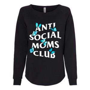 Anti Social Moms Club With Butterflies Funny Introvert Mom Gift Womens California Wash Sweatshirt