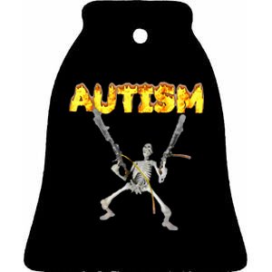 Autism Skeleton Meme Ceramic Bell Ornament