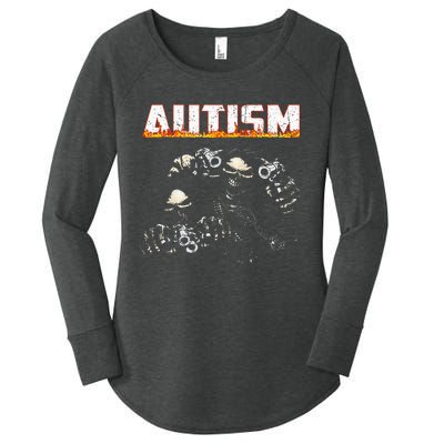 Autism Skeleton Meme Halloween Costume Spooky Season Women's Perfect Tri Tunic Long Sleeve Shirt