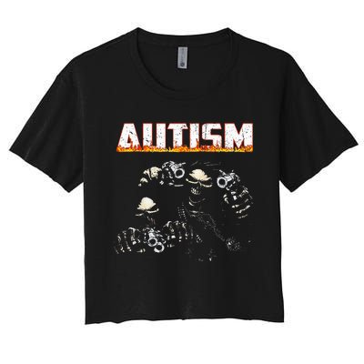 Autism Skeleton Meme Halloween Costume Spooky Season Women's Crop Top Tee