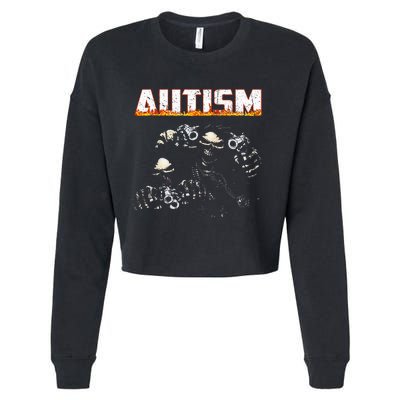 Autism Skeleton Meme Halloween Costume Spooky Season Cropped Pullover Crew