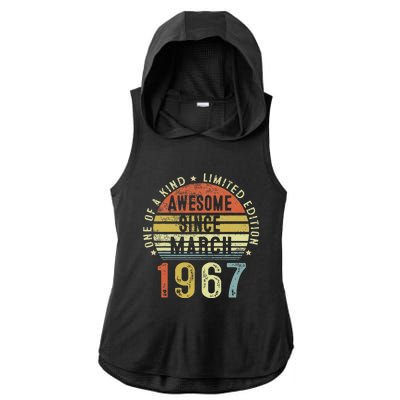 Awesome Since March 1967 56 Years Old 56th Birthday Gifts Ladies PosiCharge Tri-Blend Wicking Draft Hoodie Tank