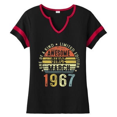 Awesome Since March 1967 56 Years Old 56th Birthday Gifts Ladies Halftime Notch Neck Tee