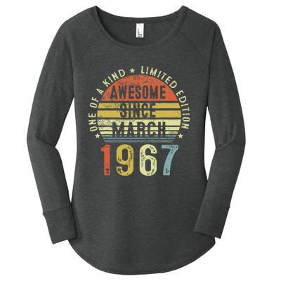 Awesome Since March 1967 56 Years Old 56th Birthday Gifts Women's Perfect Tri Tunic Long Sleeve Shirt