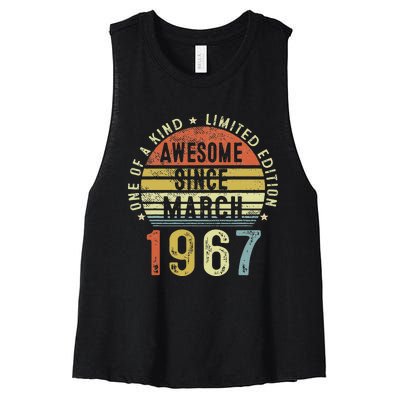 Awesome Since March 1967 56 Years Old 56th Birthday Gifts Women's Racerback Cropped Tank