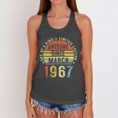 Awesome Since March 1967 56 Years Old 56th Birthday Gifts Women's Knotted Racerback Tank