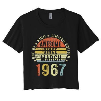 Awesome Since March 1967 56 Years Old 56th Birthday Gifts Women's Crop Top Tee