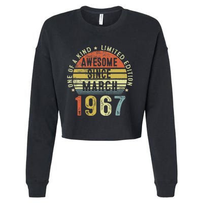 Awesome Since March 1967 56 Years Old 56th Birthday Gifts Cropped Pullover Crew