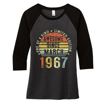 Awesome Since March 1967 56 Years Old 56th Birthday Gifts Women's Tri-Blend 3/4-Sleeve Raglan Shirt