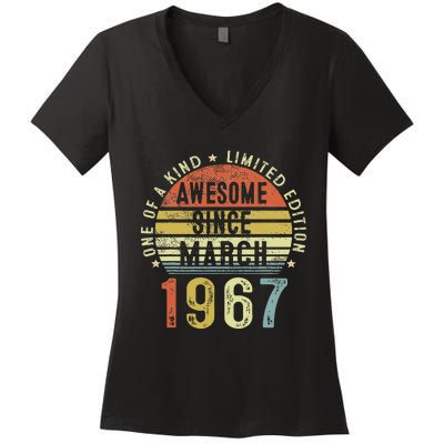 Awesome Since March 1967 56 Years Old 56th Birthday Gifts Women's V-Neck T-Shirt