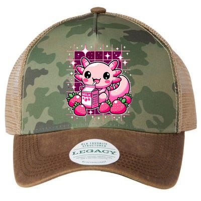 Axolotl Strawberry Milk Shake Anime Cute Kawaii Axolotl Legacy Tie Dye Trucker Hat