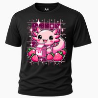Axolotl Strawberry Milk Shake Anime Cute Kawaii Axolotl Cooling Performance Crew T-Shirt