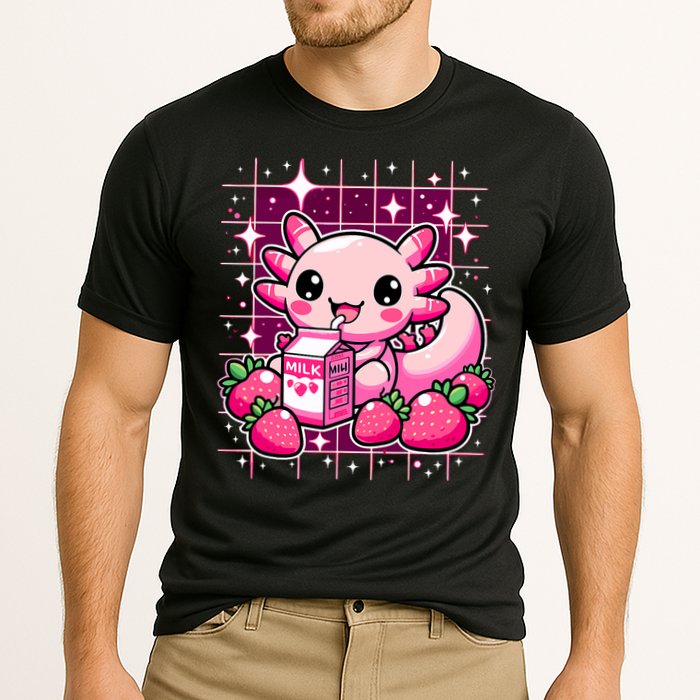 Axolotl Strawberry Milk Shake Anime Cute Kawaii Axolotl Cooling Performance Crew T-Shirt