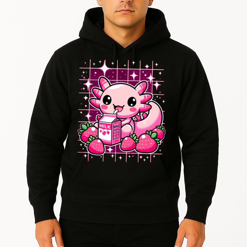 Axolotl Strawberry Milk Shake Anime Cute Kawaii Axolotl Hoodie
