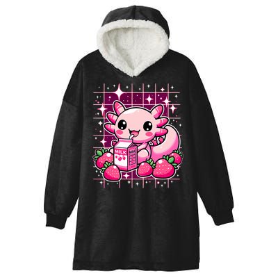 Axolotl Strawberry Milk Shake Anime Cute Kawaii Axolotl Hooded Wearable Blanket