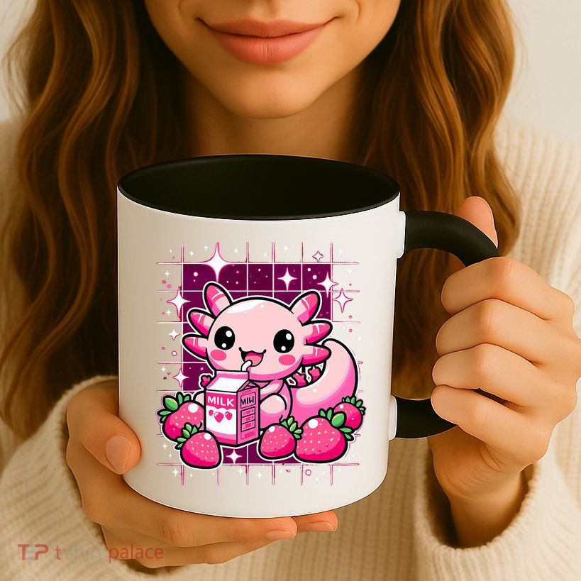 Axolotl Strawberry Milk Shake Anime Cute Kawaii Axolotl Mug