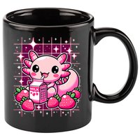 Axolotl Strawberry Milk Shake Anime Cute Kawaii Axolotl 11oz C Handle Ceramic Mug