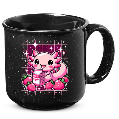 Axolotl Strawberry Milk Shake Anime Cute Kawaii Axolotl 15oz Campfire Ceramic Mug