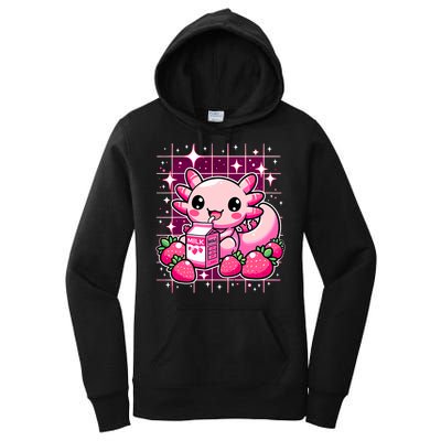 Axolotl Strawberry Milk Shake Anime Cute Kawaii Axolotl Women's Pullover Hoodie
