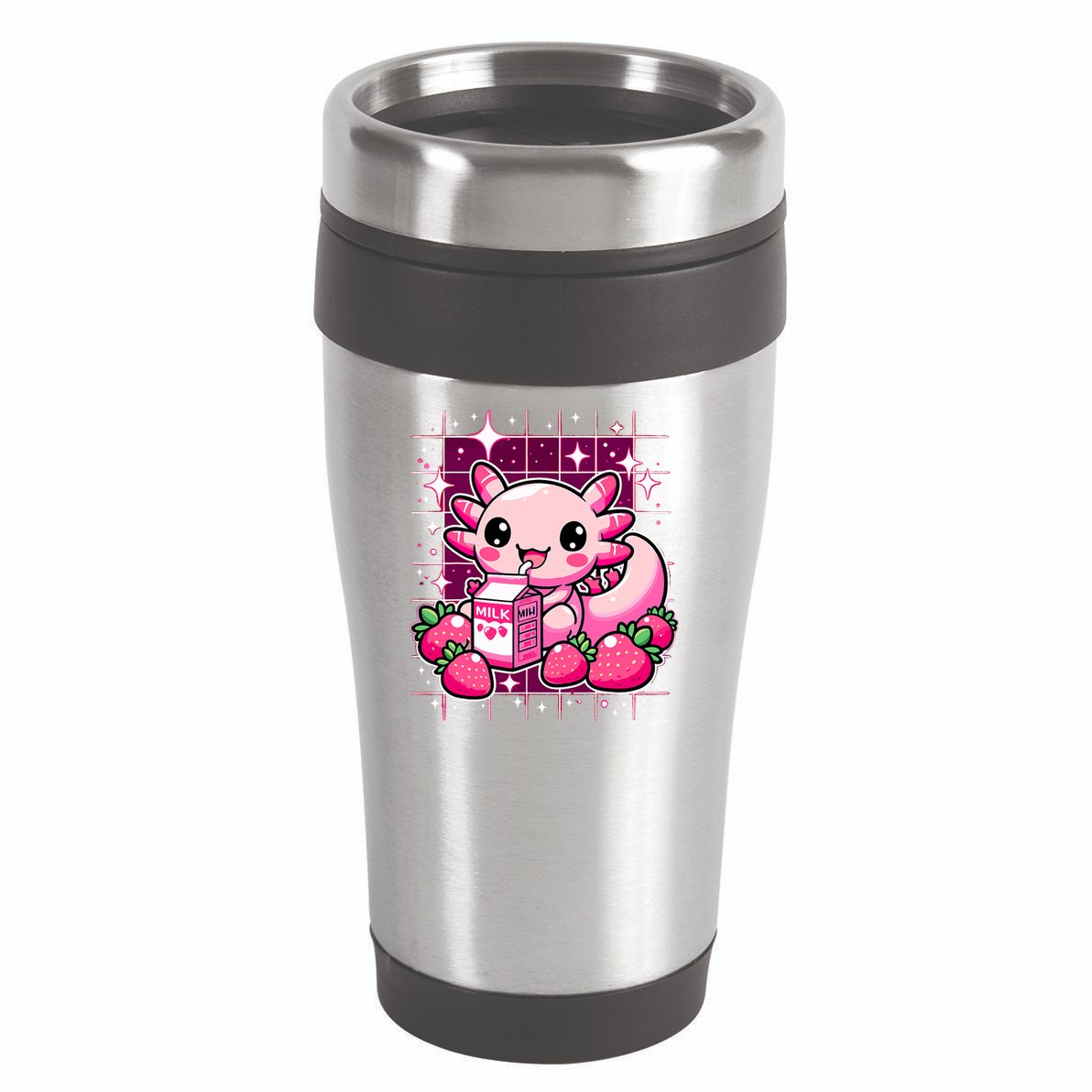 Axolotl Strawberry Milk Shake Anime Cute Kawaii Axolotl 16oz Travel Tumbler