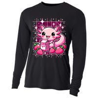 Axolotl Strawberry Milk Shake Anime Cute Kawaii Axolotl Cooling Performance Long Sleeve Crew