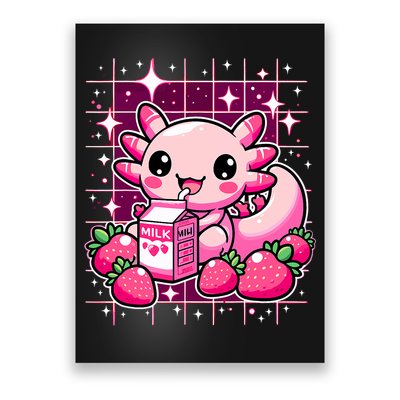 Axolotl Strawberry Milk Shake Anime Cute Kawaii Axolotl Poster