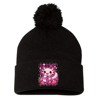 Axolotl Strawberry Milk Shake Anime Cute Kawaii Axolotl Pom Pom 12in Knit Beanie