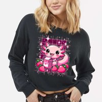 Axolotl Strawberry Milk Shake Anime Cute Kawaii Axolotl Cropped Pullover Crew