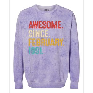 Awesome Since March 1991 32nd Birthday Retro 32 Years Old Colorblast Crewneck Sweatshirt