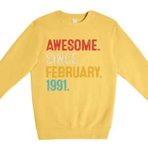 Awesome Since March 1991 32nd Birthday Retro 32 Years Old Premium Crewneck Sweatshirt