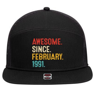 Awesome Since March 1991 32nd Birthday Retro 32 Years Old 7 Panel Mesh Trucker Snapback Hat